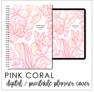 2025 Printable Everyday Planner Covers - Pink Coral