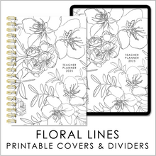 Load image into Gallery viewer, 2025 Printable Planner Covers &amp; Dividers - Floral lines