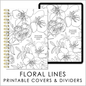 2025 Printable Planner Covers & Dividers - Floral lines