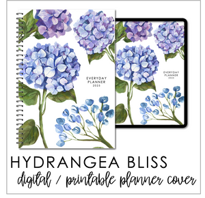 2025 Printable Everyday Planner Covers - Hydrangea Bliss