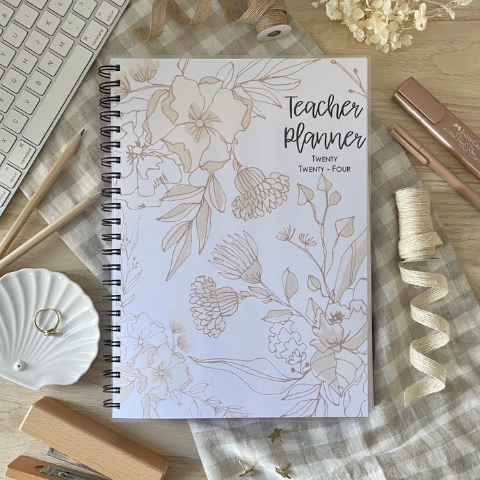 SAMPLE SALE - 2024 A4 Floral Lines Daily Planner 6 Period