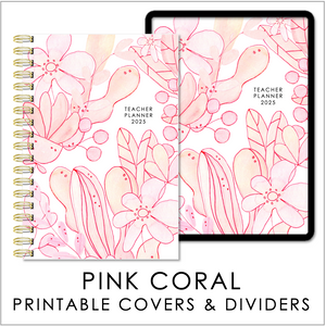 2025 Printable Planner Covers & Dividers - Pink Coral