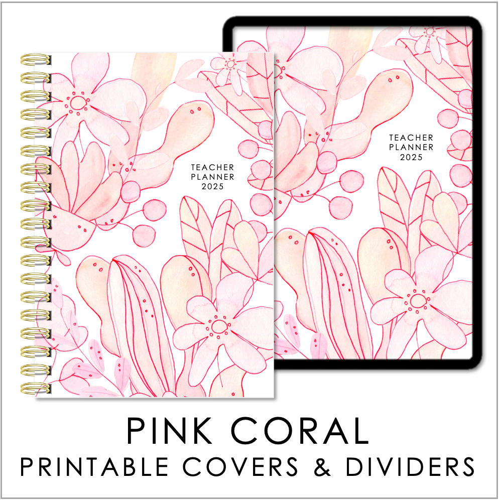 2025 Printable Planner Covers & Dividers - Pink Coral