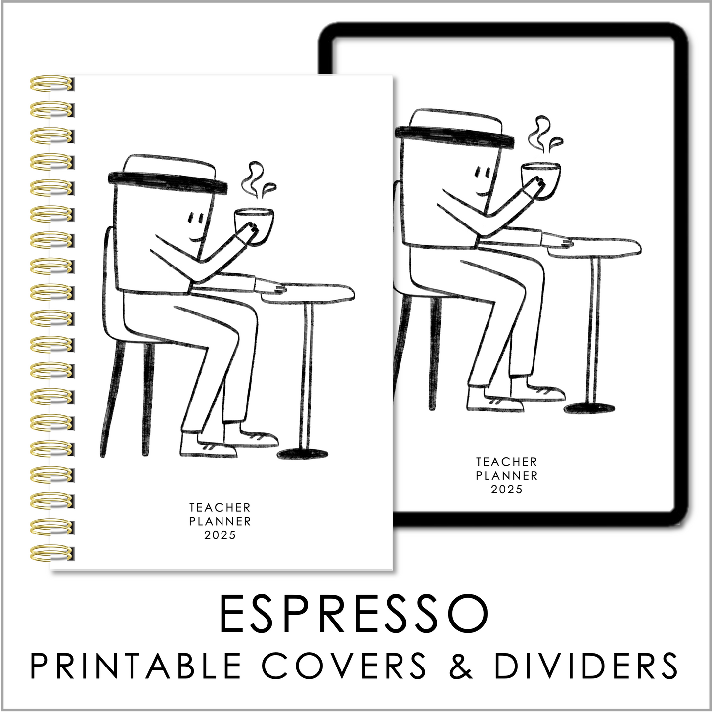 2025 Printable Planner Covers & Dividers - Espresso