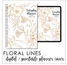 Load image into Gallery viewer, 2024 Printable Everyday Planner Covers - Floral Lines