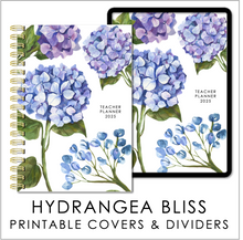 Load image into Gallery viewer, 2025 Printable Planner Covers &amp; Dividers - Hydrangea Bliss