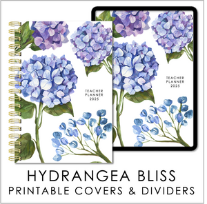 2025 Printable Planner Covers & Dividers - Hydrangea Bliss