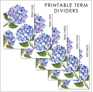 2025 Printable Planner Covers & Dividers - Hydrangea Bliss