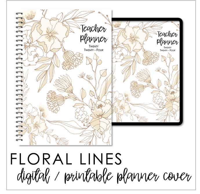 2024 Printable Planner Covers & Dividers - Floral Lines
