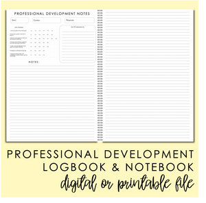 Professional Development Log & Meetings Notebook PRINTABLE - DIGITAL DOWNLOAD