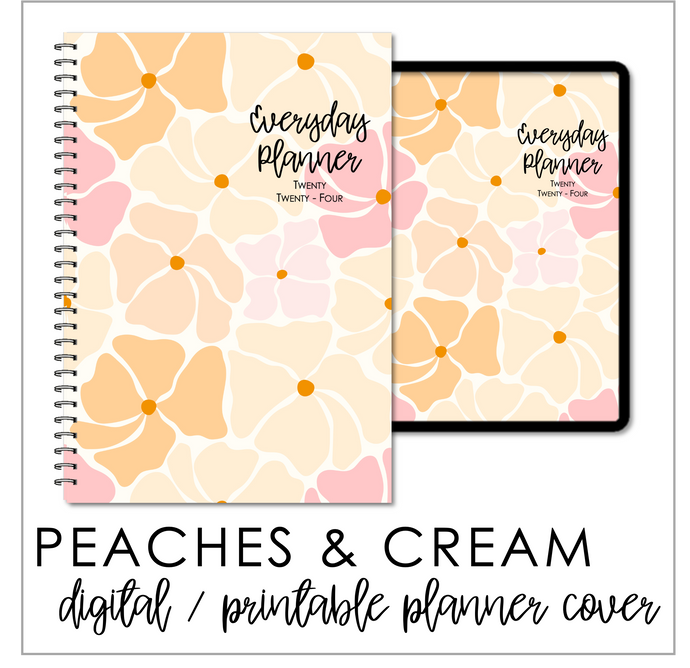 2024 Printable Everyday Planner Covers - Peaches & Cream