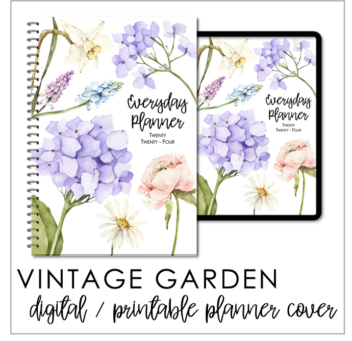 2024 Printable Everyday Planner Covers - Vintage Garden