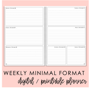 2025 Printable Everyday Planner - Weekly Minimal