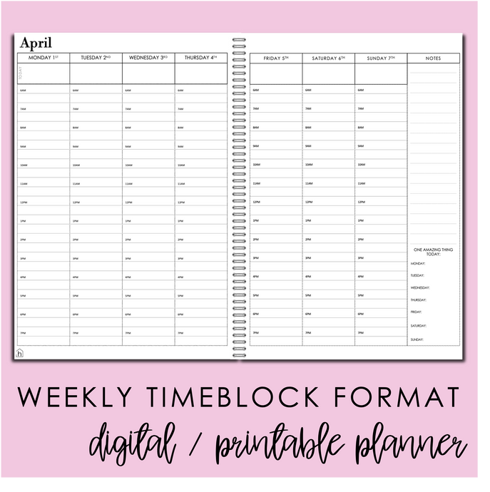 2024 Printable Everyday Planner - Weekly Timeblocked