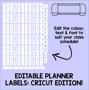 Printable Editable Planner Labels - CRICUT