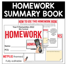 Load image into Gallery viewer, Netflix Themed Homework Book PRINTABLE